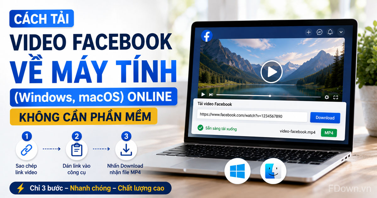 Cách tải video Facebook về máy tính (Windows, macOS) online không cần phần mềm