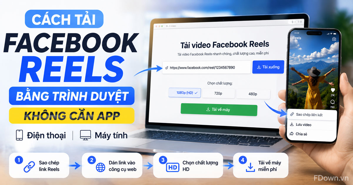 Cách tải Facebook Reels bằng trình duyệt, không cần app trên điện thoại & máy tính