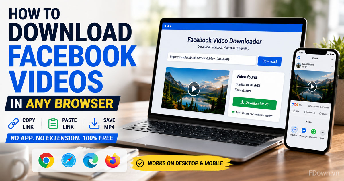 How to Download Facebook Videos in Any Browser with No App, No Extension, Just Copy & Paste the Link