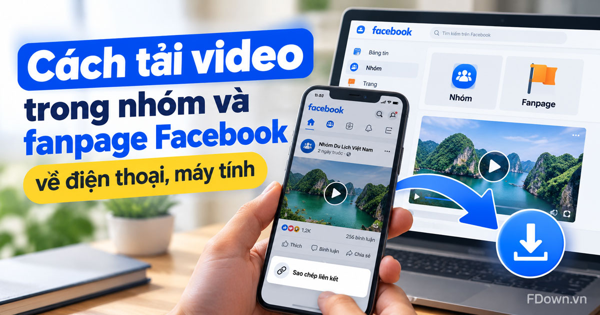Cách tải video trong nhóm và fanpage Facebook về điện thoại, máy tính