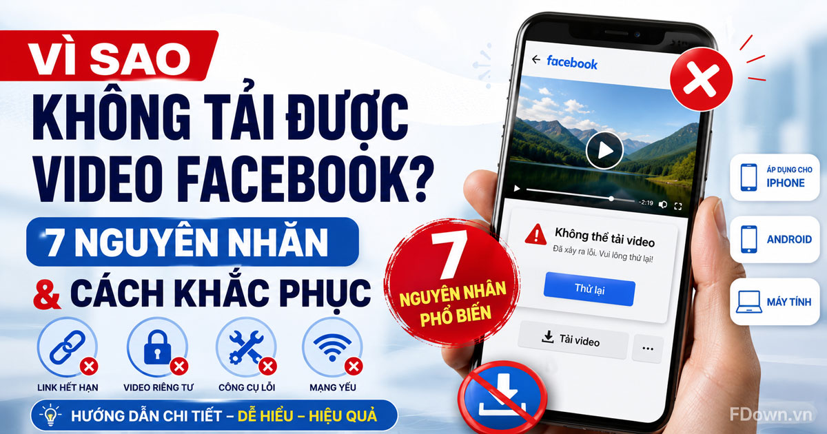 Vì sao không tải được video Facebook? 7 nguyên nhân & cách khắc phục