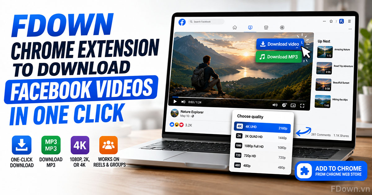 FDown Chrome Extension to Download Facebook Videos in One Click