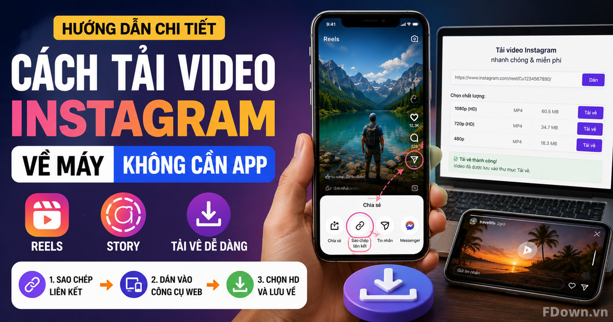 Cách tải video Instagram về máy gồm Reels và Story không cần app