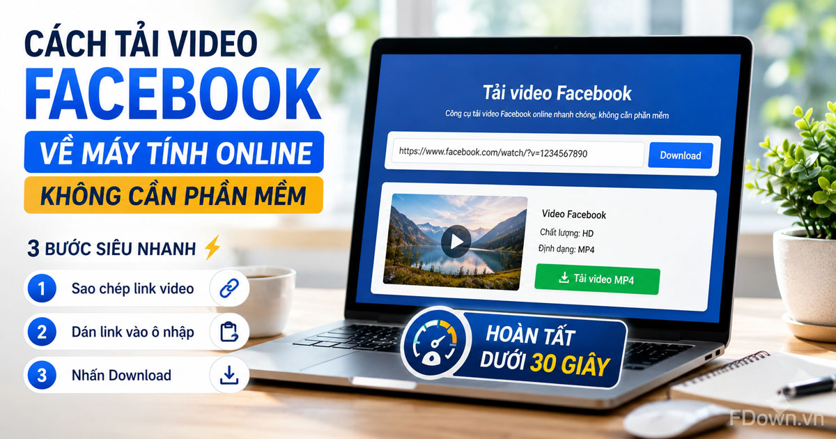 Cách tải video Facebook về máy tính online không cần phần mềm qua 3 bước