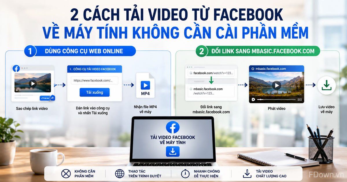 Hai cách tải video từ Facebook về máy tính không cần cài phần mềm