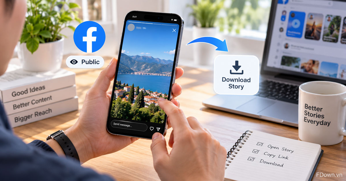 A public Facebook story playing on a phone before it expires