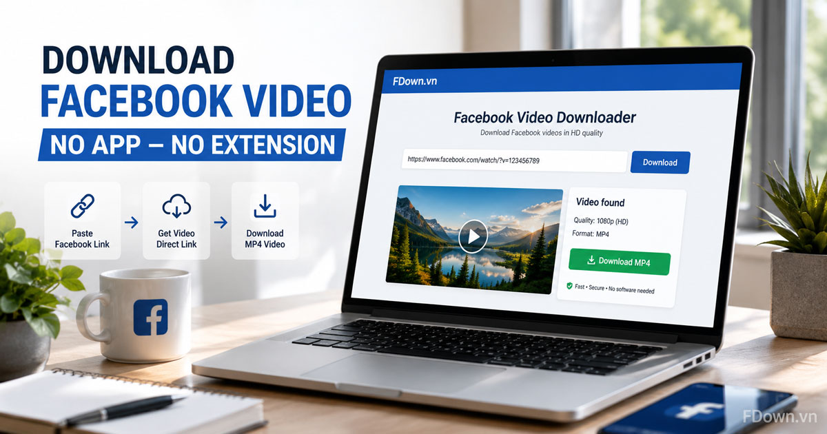 Downloading a Facebook video in a browser with no app or extension