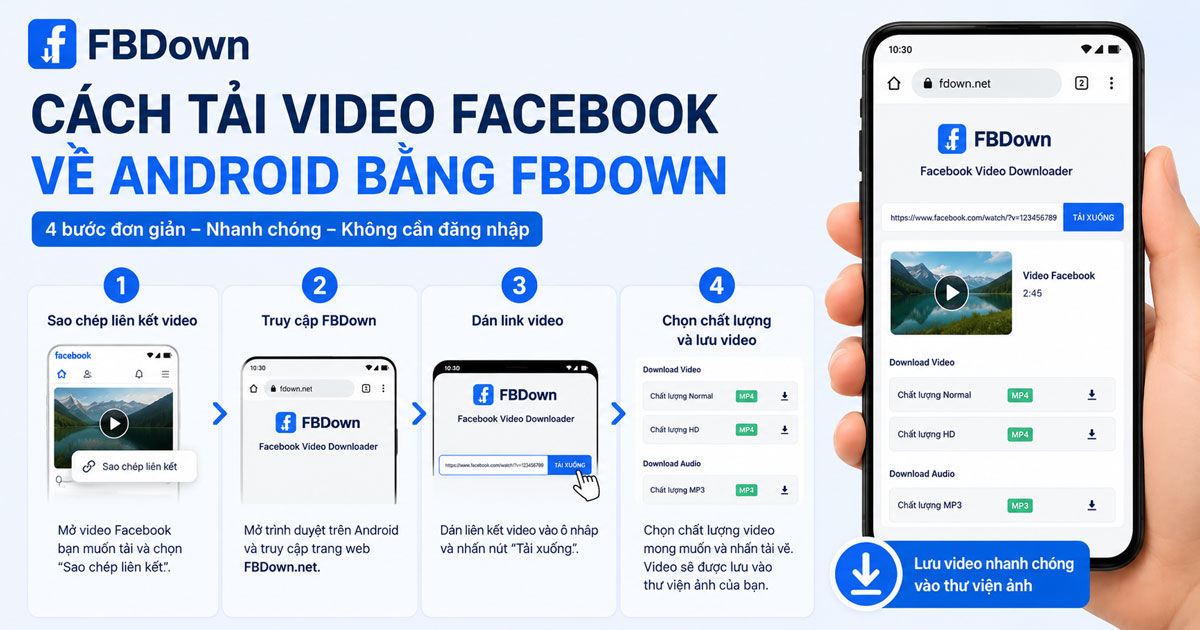 Cách tải video Facebook về Android bằng FBDown