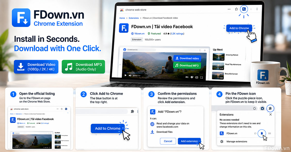 Add to Chrome button on the FDown.vn Chrome Web Store listing