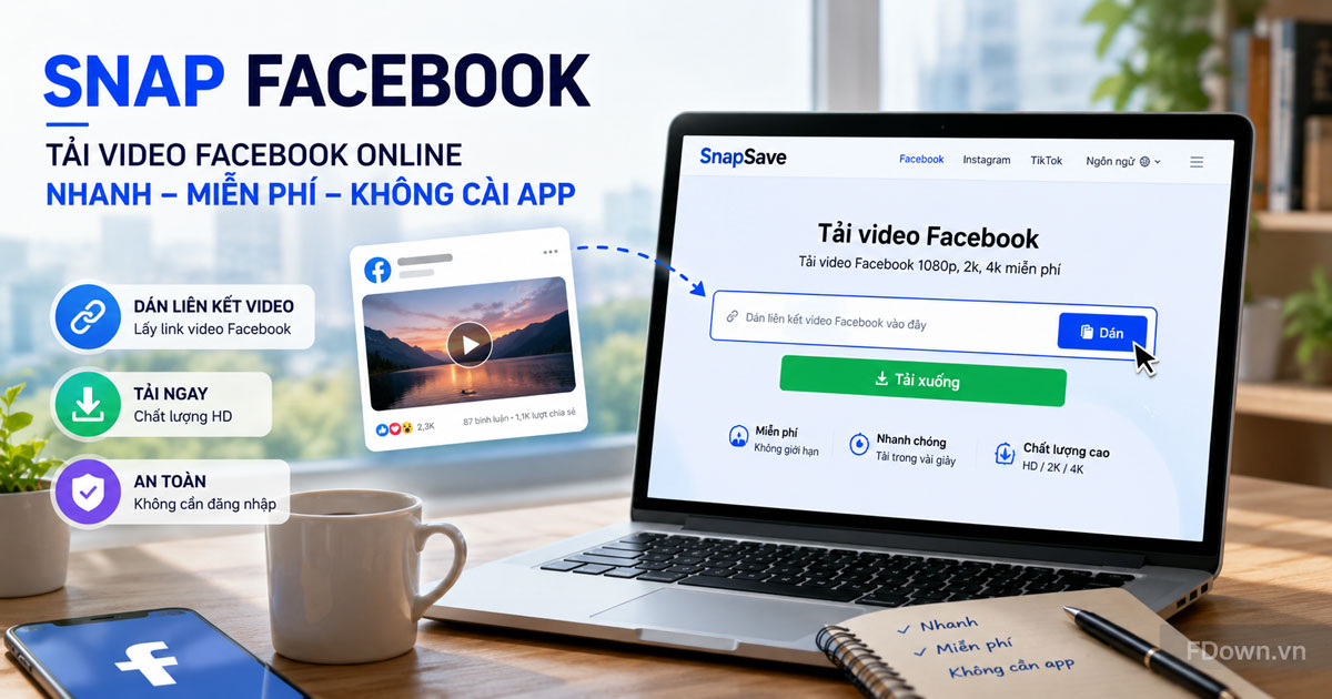 Giao diện một trang Snap Facebook với ô dán liên kết video