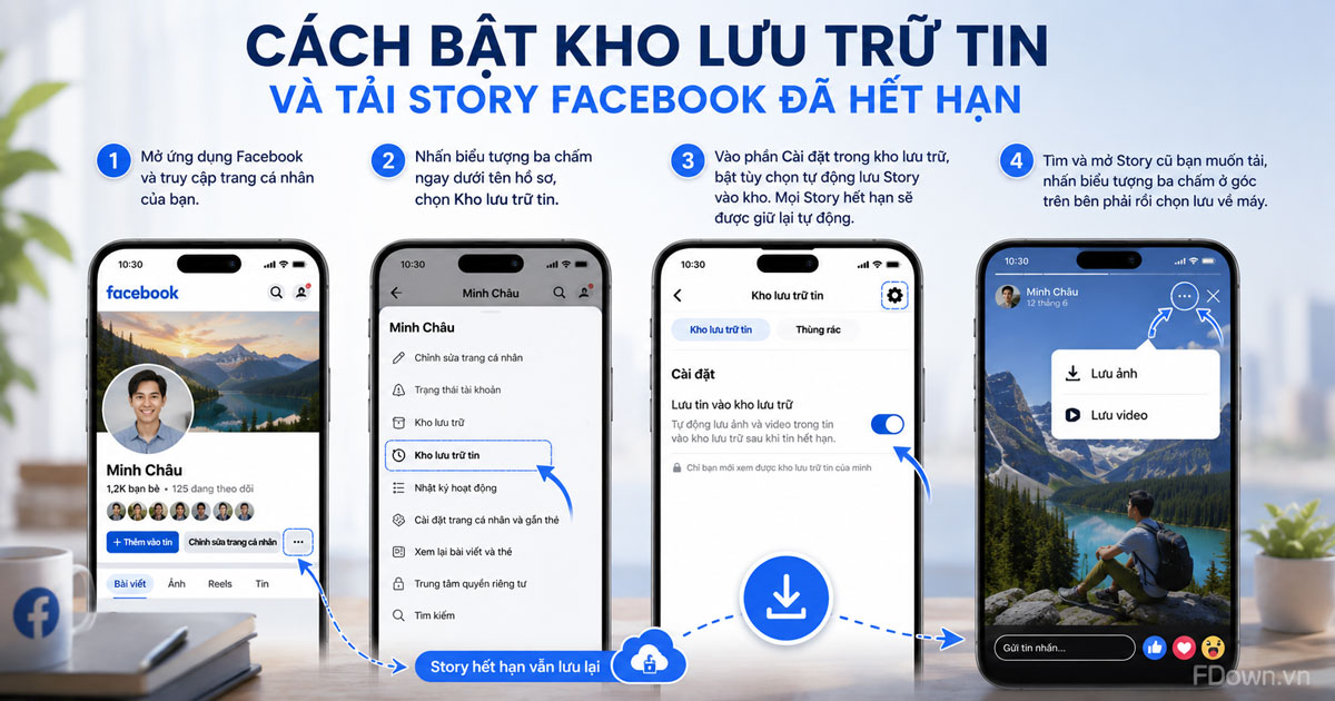 Cách bật kho lưu trữ tin và tải story Facebook đã hết hạn