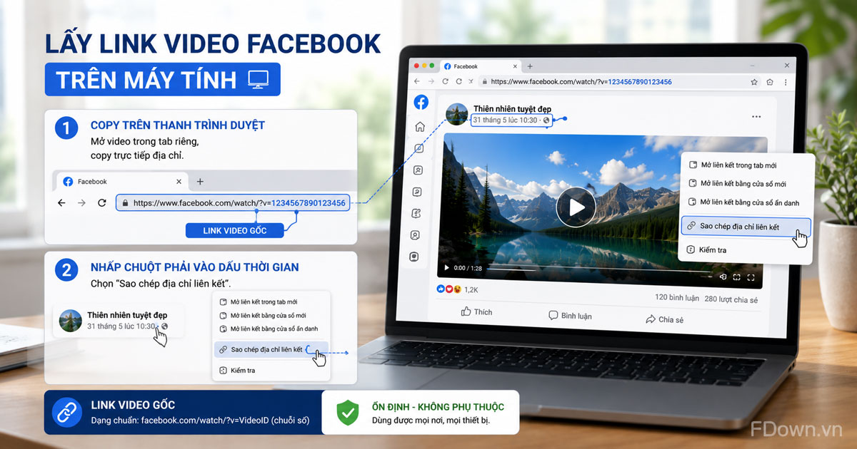 Ảnh minh họa thao tác nhấp chuột phải vào dấu thời gian bài đăng trên máy tính