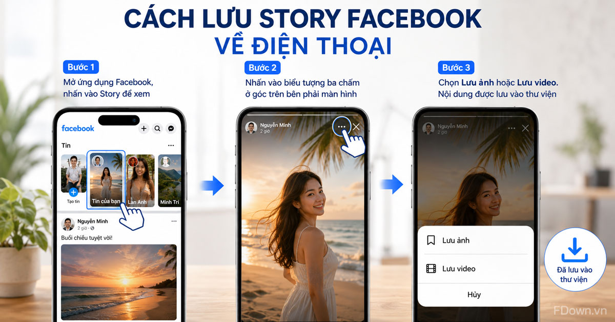 Các bước lưu story Facebook về điện thoại iPhone và Android