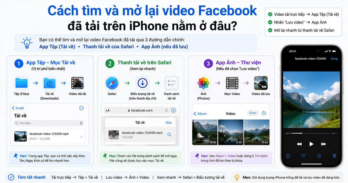 Quản lý và xem video đã tải trên Safari iPhone