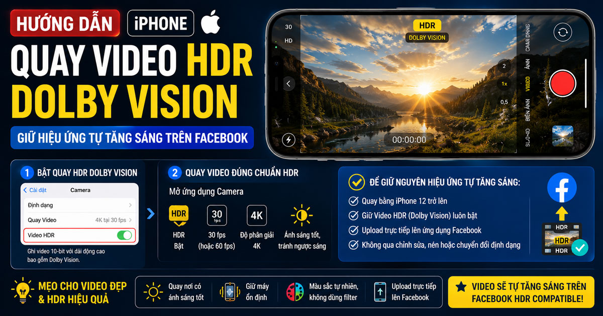 Bật Video HDR trong cài đặt Camera của iPhone để quay Dolby Vision Quay video HDR Dolby Vision trên iPhone