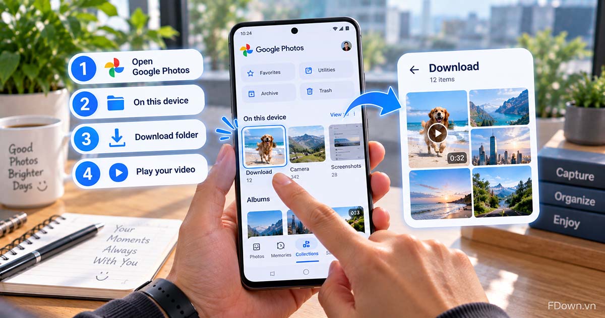 The Download folder under On this device in Google Photos on Android