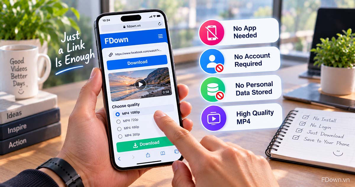 Choosing MP4 quality for a Facebook video in Safari on iPhone without logging in