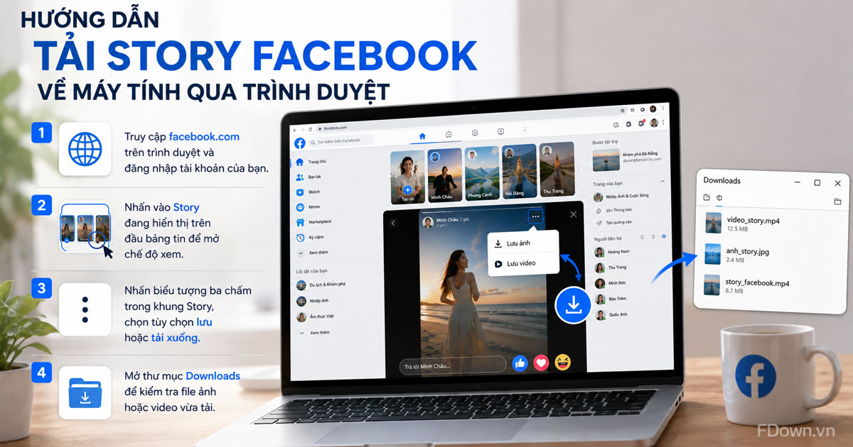 Hướng dẫn tải story Facebook về máy tính qua trình duyệt