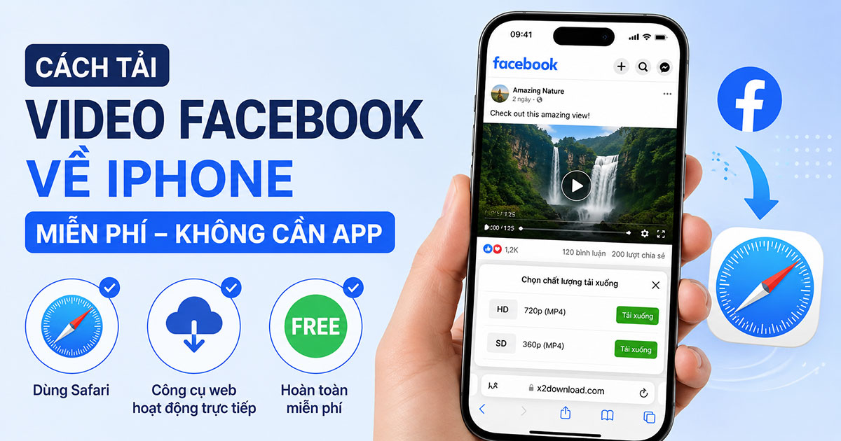 Ảnh minh họa tải video Facebook về iPhone qua Safari