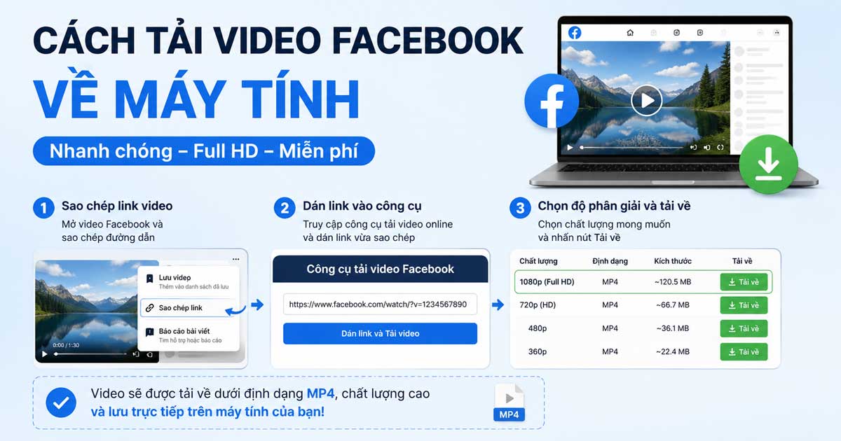Cách tải video Facebook về máy tính nhanh nhất
