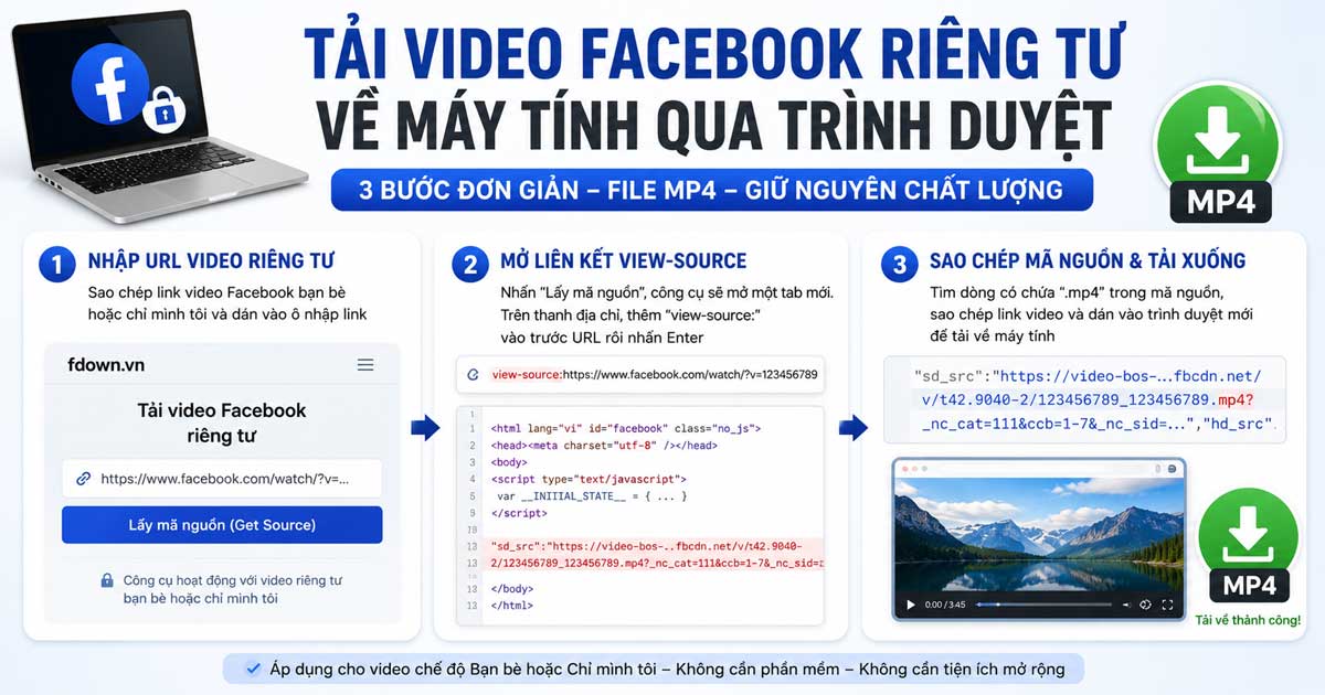 Tải video Facebook riêng tư về máy tính qua trình duyệt